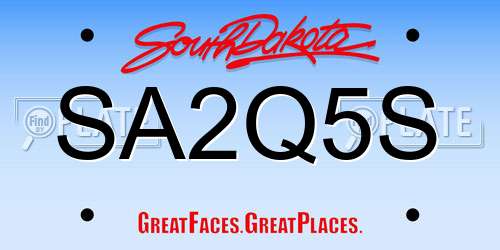 SA2Q5S South Dakota License Plate