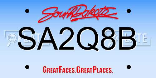 SA2Q8B South Dakota License Plate