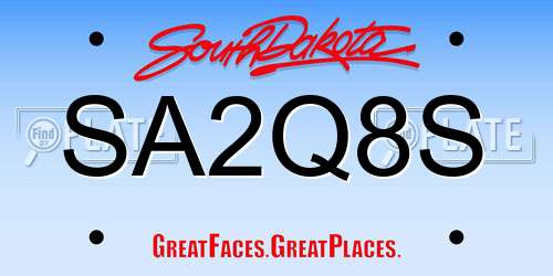 SA2Q8S South Dakota License Plate