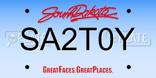 SA2T0Y South Dakota License Plate