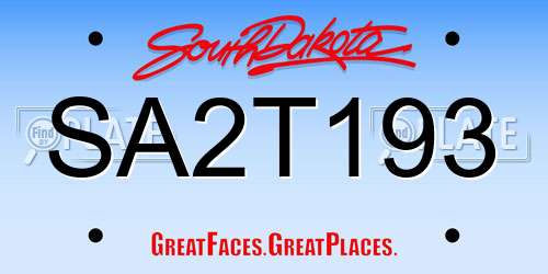 SA2T193 South Dakota License Plate