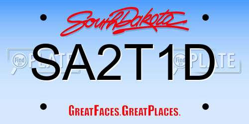 SA2T1D South Dakota License Plate