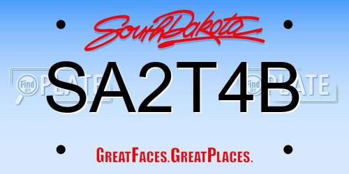 SA2T4B South Dakota License Plate