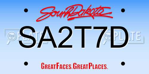 SA2T7D South Dakota License Plate