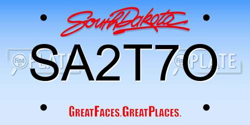 SA2T7O South Dakota License Plate