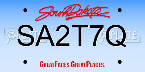 SA2T7Q South Dakota License Plate