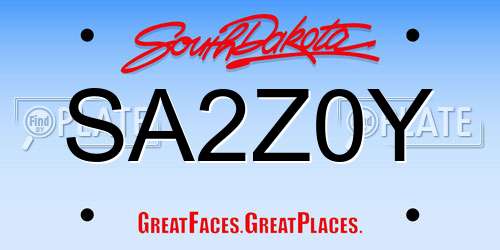 SA2Z0Y South Dakota License Plate