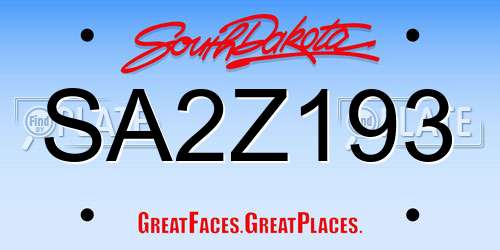 SA2Z193 South Dakota License Plate