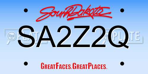 SA2Z2Q South Dakota License Plate