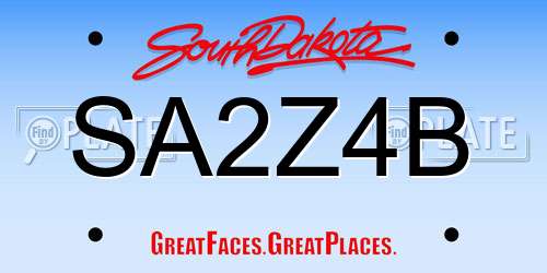 SA2Z4B South Dakota License Plate