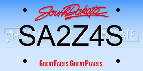 SA2Z4S South Dakota License Plate