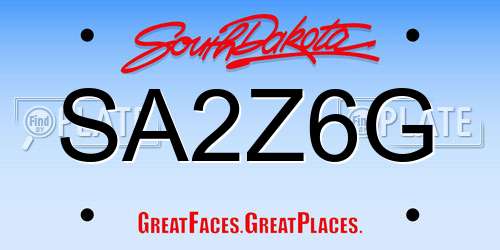 SA2Z6G South Dakota License Plate