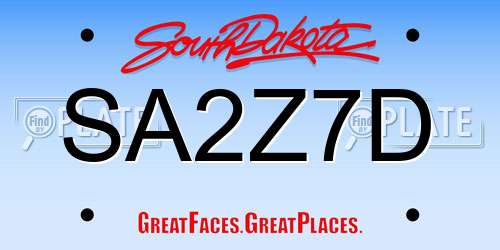 SA2Z7D South Dakota License Plate