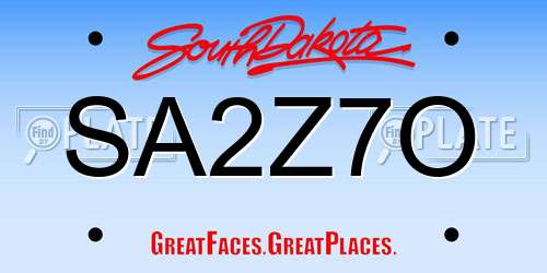 SA2Z7O South Dakota License Plate