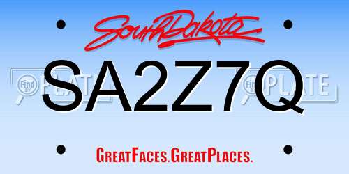 SA2Z7Q South Dakota License Plate