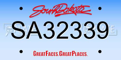 SA32339 South Dakota License Plate