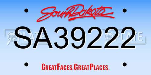 SA39222 South Dakota License Plate