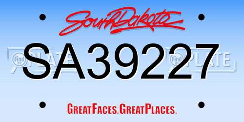 SA39227 South Dakota License Plate