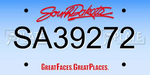 SA39272 South Dakota License Plate