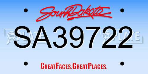 SA39722 South Dakota License Plate