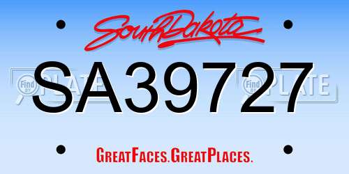 SA39727 South Dakota License Plate