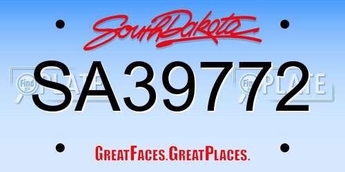 SA39772 South Dakota License Plate