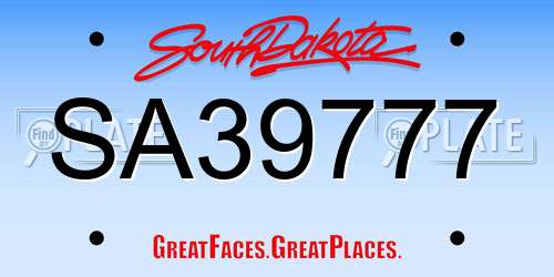SA39777 South Dakota License Plate