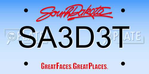 SA3D3T South Dakota License Plate