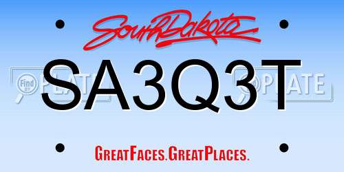 SA3Q3T South Dakota License Plate