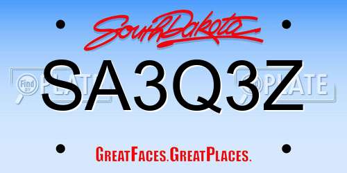 SA3Q3Z South Dakota License Plate