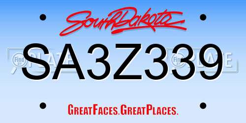 SA3Z339 South Dakota License Plate