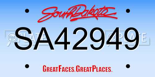 SA42949 South Dakota License Plate