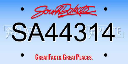 SA44314 South Dakota License Plate