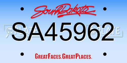 SA45962 South Dakota License Plate