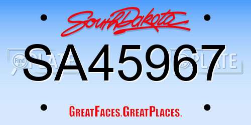 SA45967 South Dakota License Plate