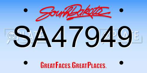 SA47949 South Dakota License Plate