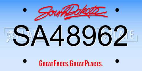 SA48962 South Dakota License Plate