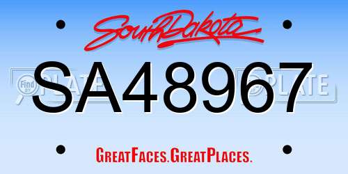 SA48967 South Dakota License Plate