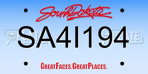 SA4I194 South Dakota License Plate