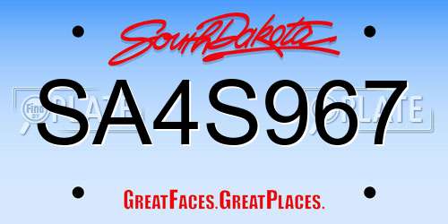 SA4S967 South Dakota License Plate
