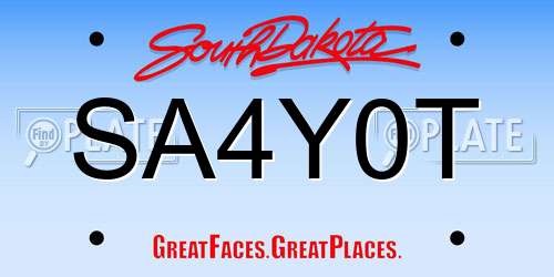 SA4Y0T South Dakota License Plate