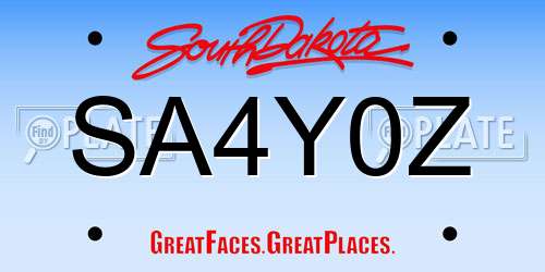 SA4Y0Z South Dakota License Plate