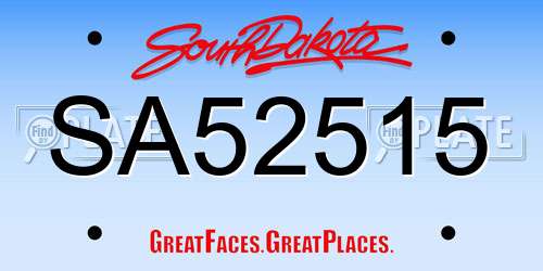SA52515 South Dakota License Plate