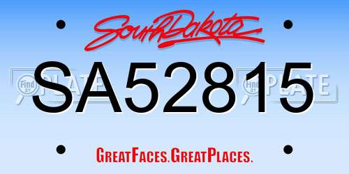 SA52815 South Dakota License Plate