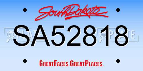 SA52818 South Dakota License Plate
