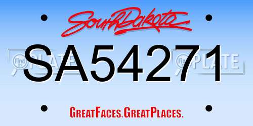 SA54271 South Dakota License Plate
