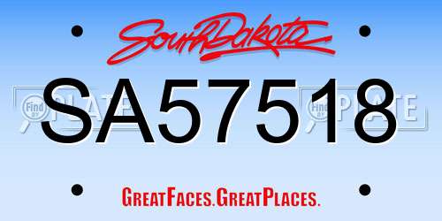 SA57518 South Dakota License Plate