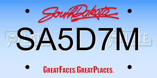 SA5D7M South Dakota License Plate