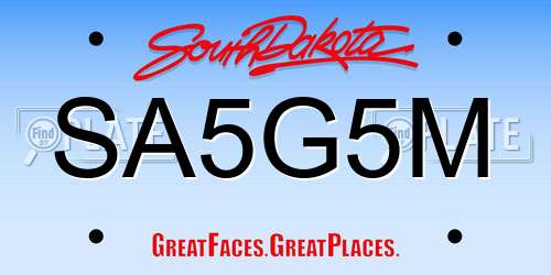 SA5G5M South Dakota License Plate