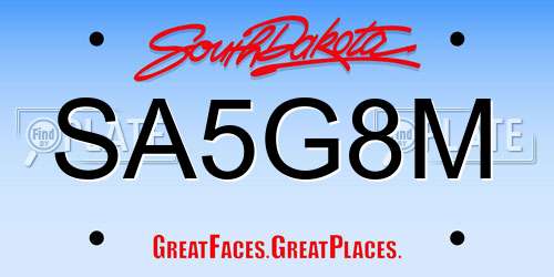 SA5G8M South Dakota License Plate